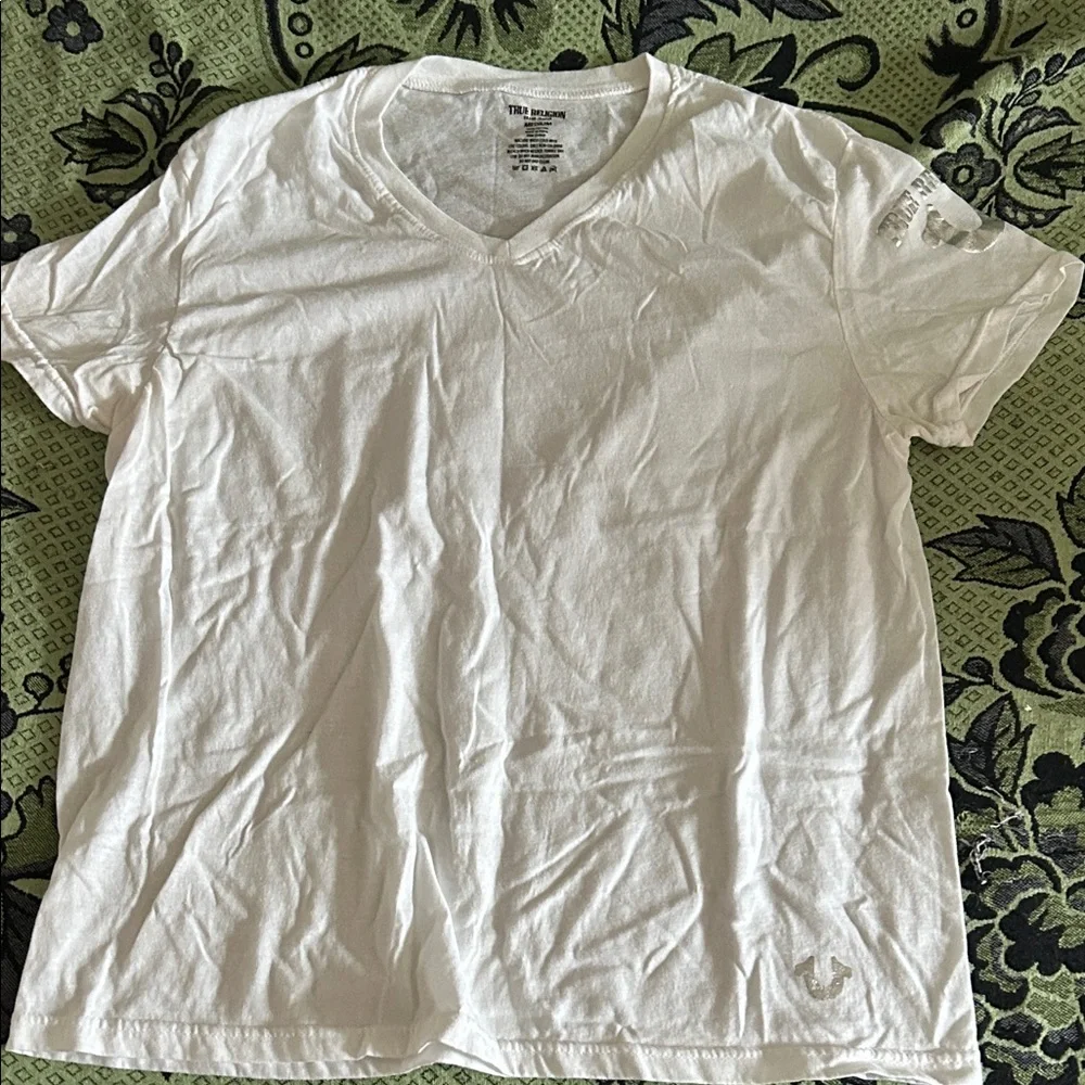 True Religion White V-Neck Tee